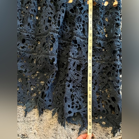 The Clothing Co ELEGANT NAVY BLUE LACE ANKLE-LENGTH MIDI DRESS Medium​ - Picture 12 of 15